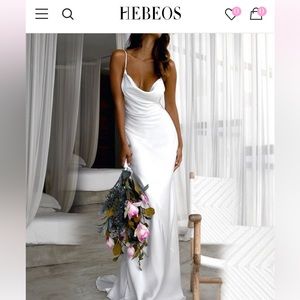 Hebeos White Satin Wedding Dress
